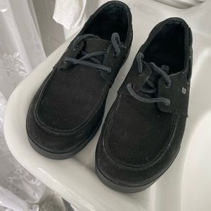 Boat shoes, black, size 8, excellent condition.